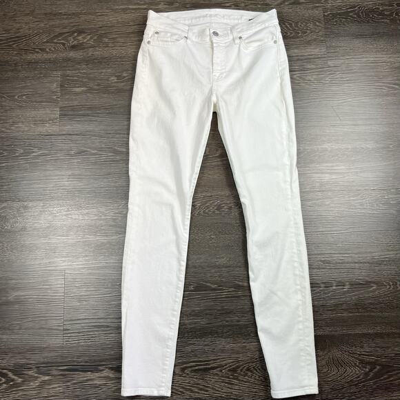 7 For All Mankind Jeans Womens 28x30 Gwenevere White Skinny Stretch Denim - Picture 1 of 11